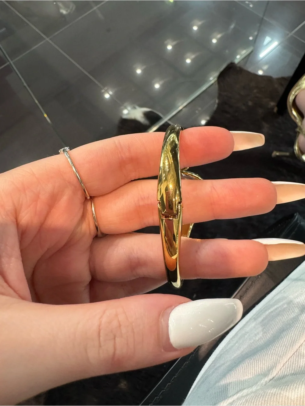 New H by Halston Sculpted Hinged Bangle Watch in Gold-Tone